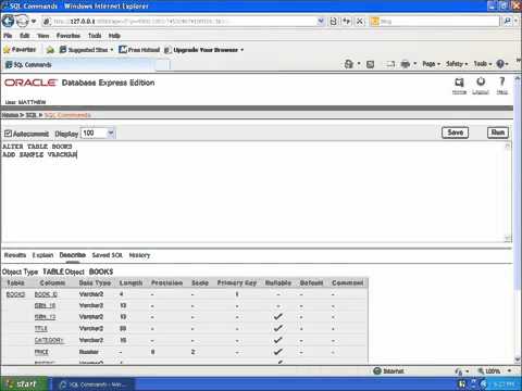 11 SQL with Oracle 10g XE   Using ALTER TABLE to ADD and DROP Table Columns