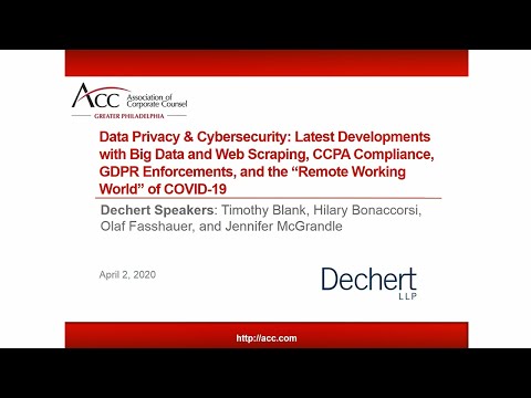 Dechert and ACC Greater Philadelphia Webinar: Latest Data Privacy and Cybersecurity Developments