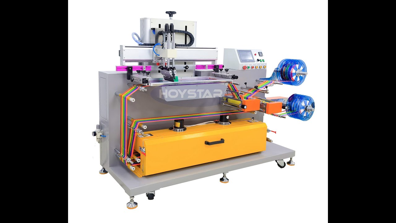 Roll to Roll screen printing machine for printing ribbon/webbing tape