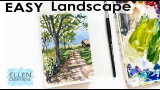 EASY Watercolor  Landscape sketchbook tutorial