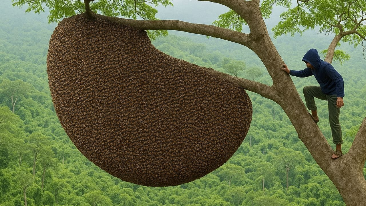 extreme wild honey hunt harvesting 2 honeycombs from a... Risking It All for Wild Honey – Climbing an Ancient Tree with Jungle ...