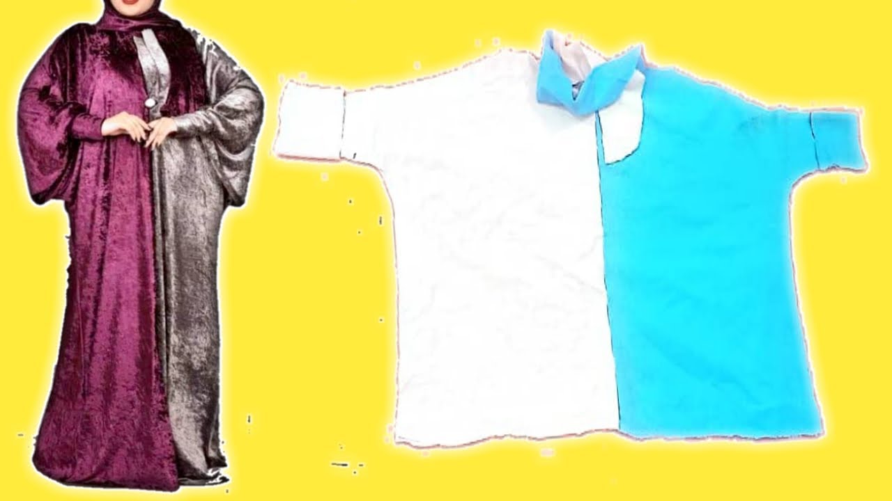 hijab خياطة وتفصيل إسدال لونين بدون باترون بأسهل طريقة sew