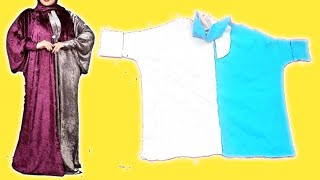 hijab خياطة وتفصيل إسدال لونين بدون باترون بأسهل طريقة sew screenshot 2