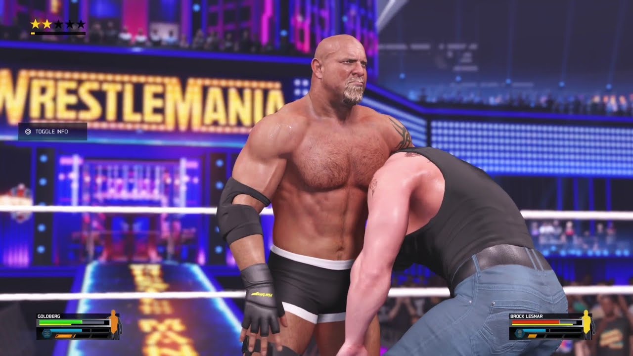 WWE 2K25 GOLDBERG VS BROCK LESNAR BRUTAL FIGHT ( PS5 ) FIX IT MUSTACHE