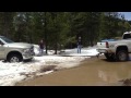 GMC Duramax pulling out stuck Dodge Ram