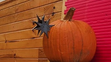 Shuriken into Pumpkin   Giant Shuriken Throwing Fun