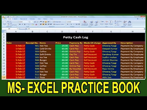 Exercise 19 | Excel Practice Book | How To Make Petty Cash log In Ms Excel