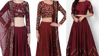 #Maroon #Lehenga Choli Designs|#Maroon #Crop #Top Lehenga Designs|Maroon Crop Top With Skirt Designs screenshot 5