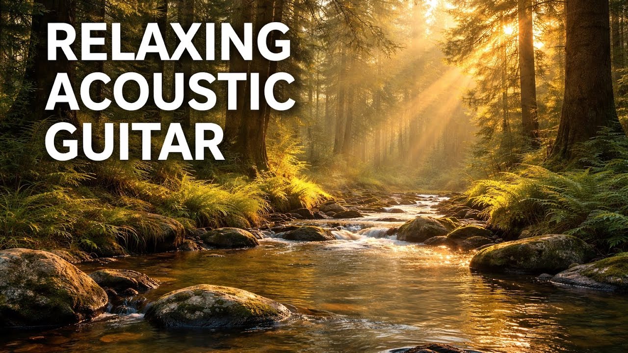 Relaxing Guitar Music in Forest Stream • Calm, Peaceful & Healing