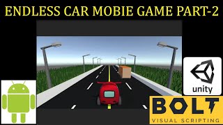 LOW POLY ENDLESS CAR MOBILE GAME PART-2 #unity #UnityVisualScripting #Unitybolt screenshot 3