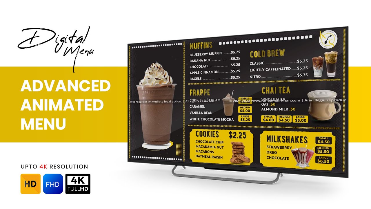 Restaurant Animated Menu | Advanced Digital Menu Board Animation (HD/4K ...