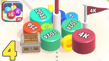 Merge Blocks 3D - 2048 Puzzle, ASMR Unlock 4k Max Lvls Gameplay Walkthrough Part 4