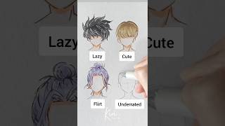How to draw stylish anime hair: Lazy vs Cute vs Flirt vs Underrated #anime #art #draw #hairstyle