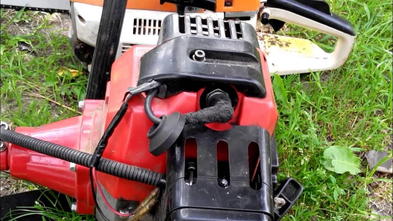 Бензокосилка не заводится. Не заводится бензокоса штиль. Триммер бензиновый bc260d. Штиль фс 55 регулировка холостого хода. Глушитель на бензотриммер.