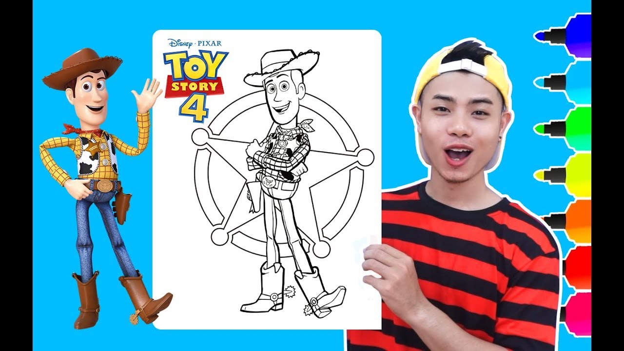 Coloring Woody Toy Story 4 Coloring Page Paint Markers World of Colors ...