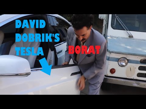 Borat crashes into David Dobrik's Tesla 🤯