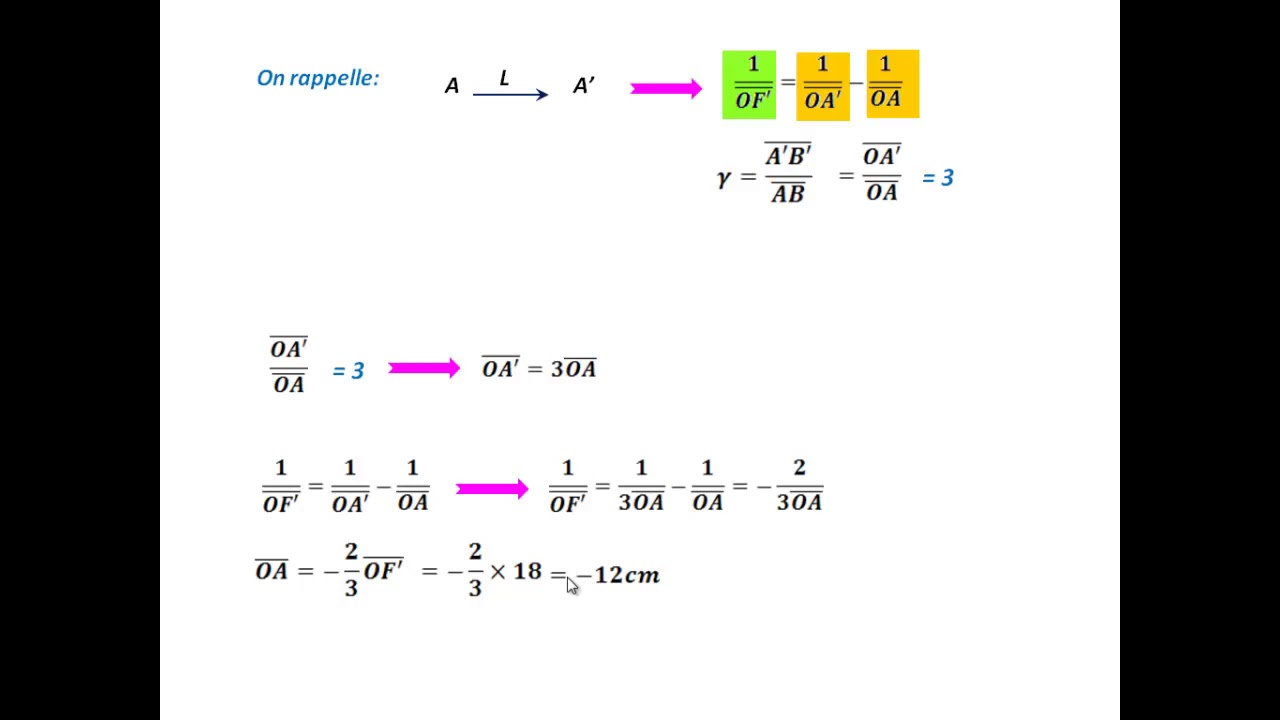 Exercice corrigé sur les lentilles minces_Optique géométrique