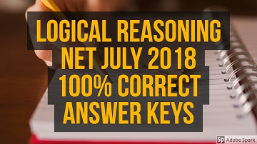Logical Reasoning Ans keys Net July 2018 by Be Prepare for UGC-NET