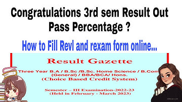 3rd sem Result Out by Jammu University Pass Percentage ? | Good news 😁😁 How to fill Revl and Re-exam