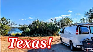 I made it to Texas! Free camping on the lake. Abilene Texas! Van life