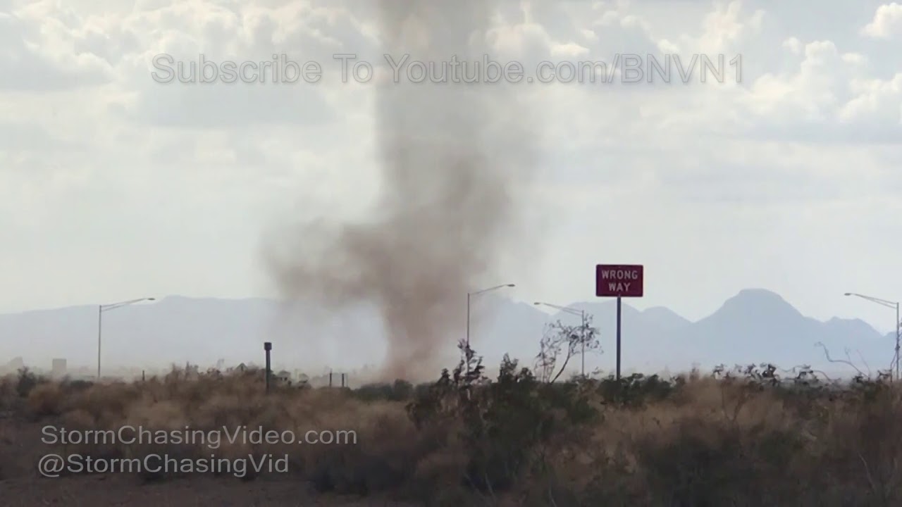 Landspout Tornado in Gila Bend & Building Fire from Lightning in