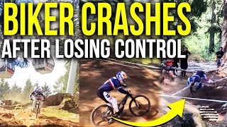 Biker Crashes After Losing Control and Going off Track During Seeding Run In Worlds Champs