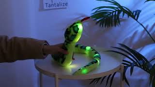 Houswbaby 40‘’ Realistic LED Snake Stuffed Animal Light up Glowing Lifelike Wild Reptiles Soft Plush