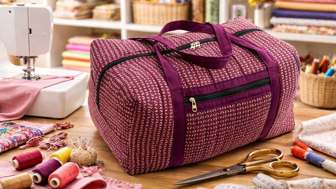 सिर्फ़  1 कट  से 2  बैग  बनाए 😘/ easy travel bag cutting and stitching 