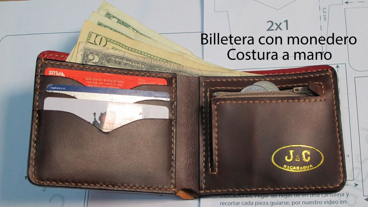 Cómo fabricar una billetera con artesanal (Costura a mano) YouTube