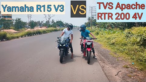 Yamaha R15 v3 VS TVS Apache RTR 200 4V Drag Race | Long Race | highway race | Ins Rider
