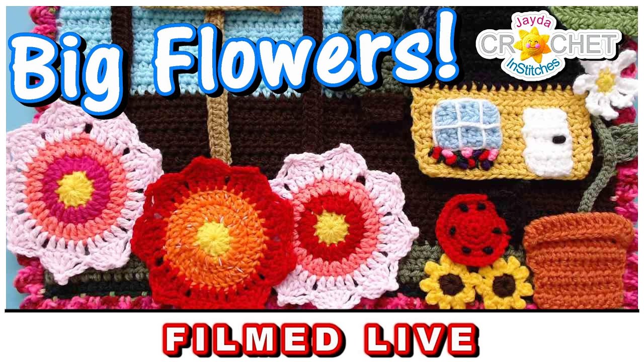 Big Flower Appliqué for our Garden Wall Hanging - LIVE Crochet