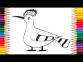 How To Draw And Collor A Cute Hoopoe For Kid طريقة رسم و تلوين الهدهد بطريقة سهلة للأطفال 