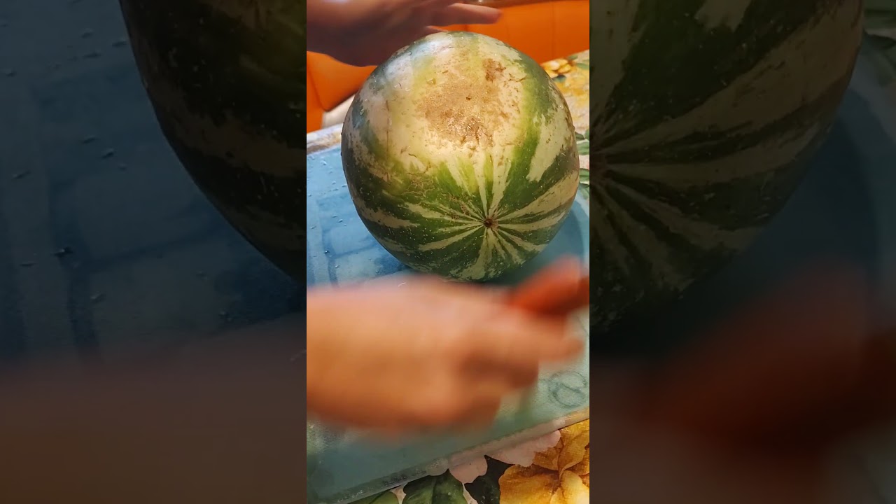 Проверяем, спелый ли арбуз. Checking if the watermelon is ripe 