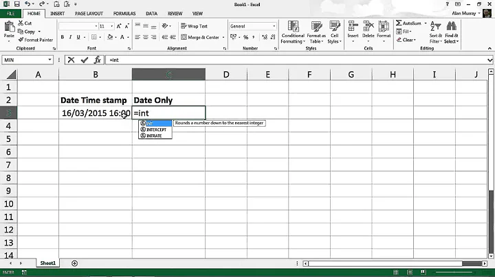 Extract Date from Date and Time Stamp in Excel