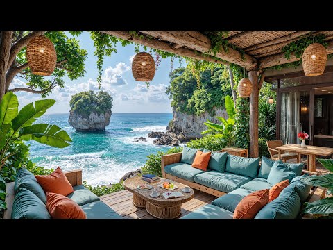 🪴Coastal Cliffside Lounge with Ocean View | Relaxing Jazz & Nature Ambience for Focus & Chill