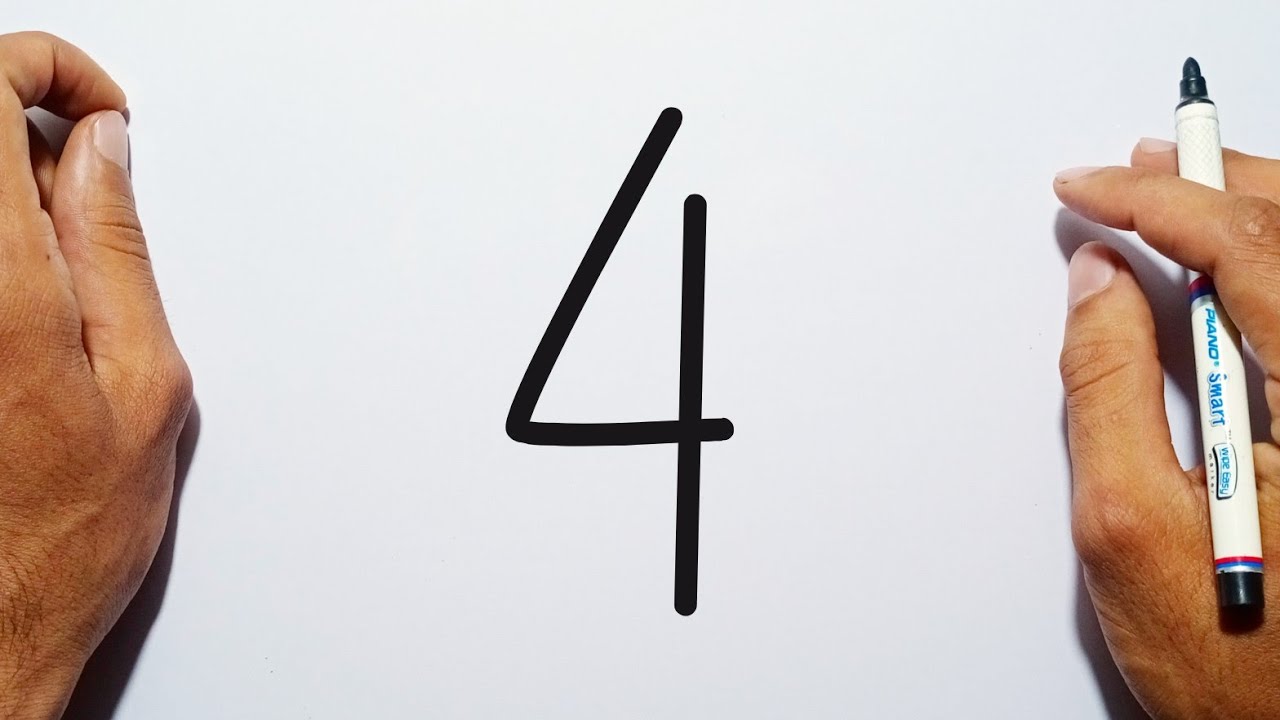 How to draw Rhino with number 4 - YouTube