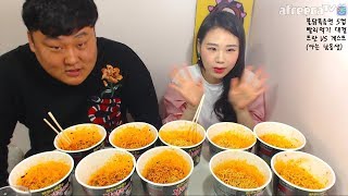 [Eng Sub] Fast Eating Match with Buldak Hot Chicken Flavor Ramen FRAN vs Guest Mukbang Eating Show