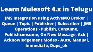 MuleSoft in Telugu | JMS Integration using ActiveMQ Broker | JMS Operations | Acknowledgement Modes