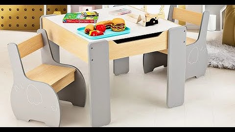 INFANS 3 in 1 Kids Table and Chair Set, Wood Multi Activity Table with Removable Tabletop