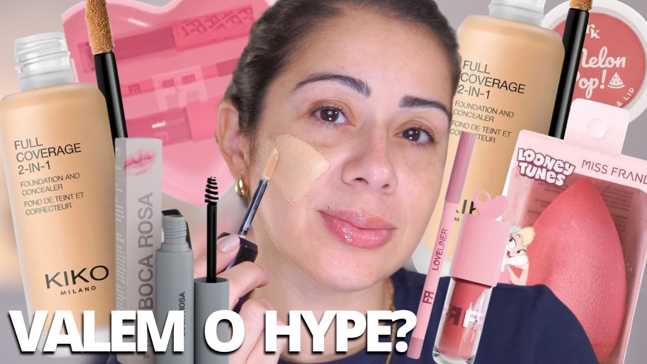 Testando a BASE 2 em 1 da KIKO MILANO , Kit LOVE FRANCINY , Esponja Miss Francy e Máscara Boca Rosa