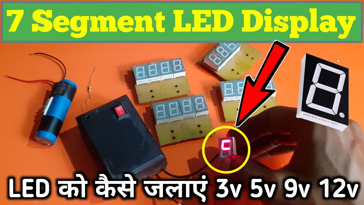 4 tips how to connect 7 segment LED Display with source of 3 7v , 5v 9v ...