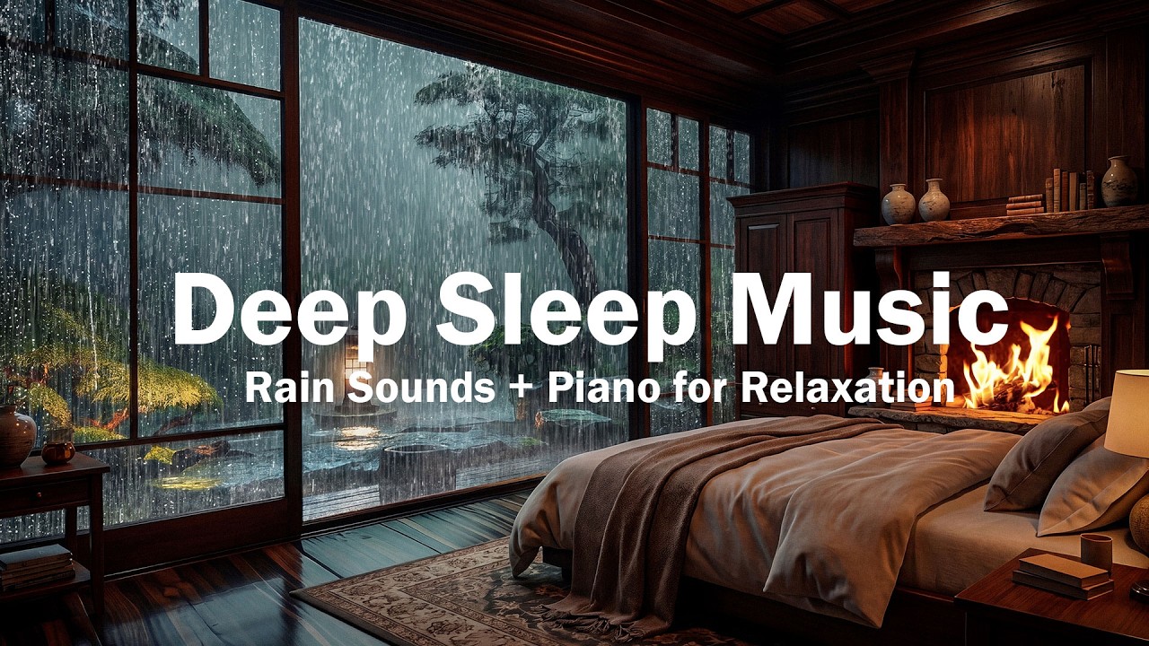 Relaxing Piano Music for Deep Sleep – Warm Bedroom with Rain Sounds ...
