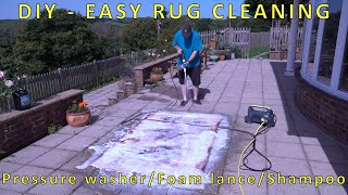 Easy  Clean a Rug With a Foam Cannon, Carpet Cleaning Solution & a Pressure washer
