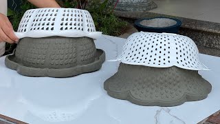 Beautiful Plant Pots Made From Plastic Baskets And Cement  Simple And Unique