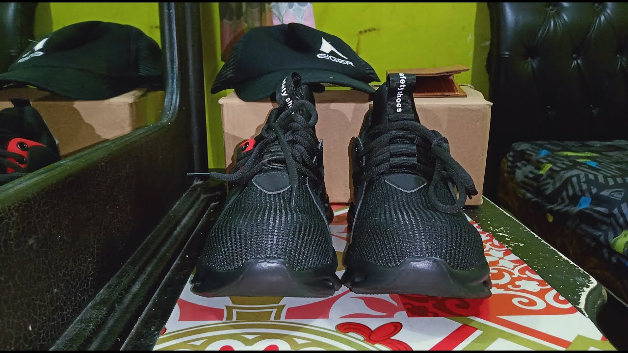 Unboxing Paket Produk Sport Safety Shoes Model 808big net Color Black