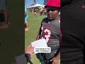 Hand-delivering a note to your role model is what Training Camp is all about 💌 #mikeevans #fan #nfl