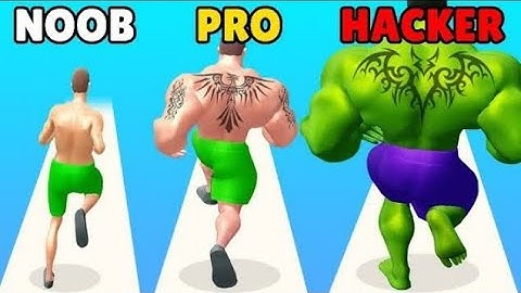 NOOB vs PRO vs HACKER in MUSCLE RUSH || RIDOY GAME LAVAR || NEW GAME 2023 || MUSCLE RACE GAME VIDEO.