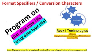 4.  C Program on char & string  data type - Example-1 on char (%c) & string (%s) data type