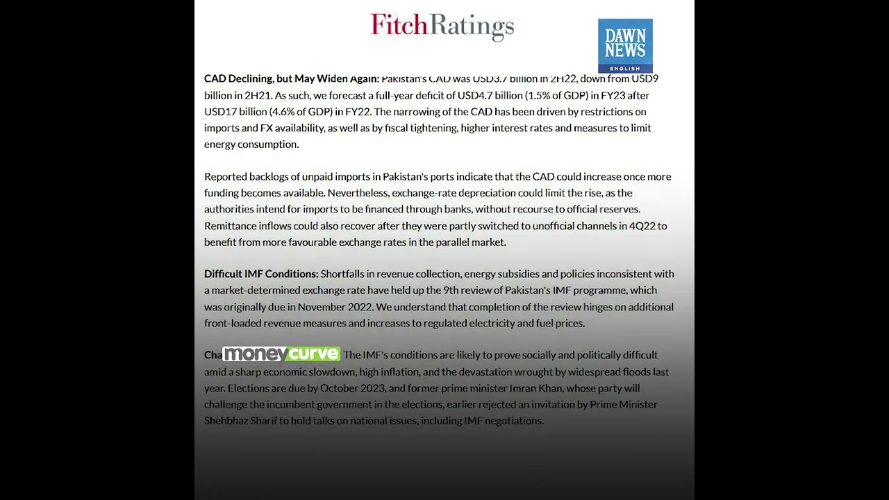 Fitch Downgrades Pakistan's Currency Issuer Default Rating To CCC- | MoneyCurve | Dawn News English