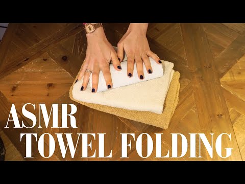 ASMR Soft Spoken 🧶 Relaxing towel folding and buttons sewing 🌼 *French Accent*